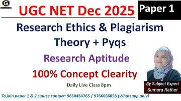 Research Ethics & Plagiarism Theory + Pyqs UGC NET Paper 1 | Research Aptitude for December 2025