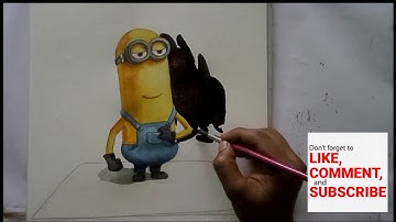 How To Draw And Paint 3D minion water color painting/artwithsuvadip