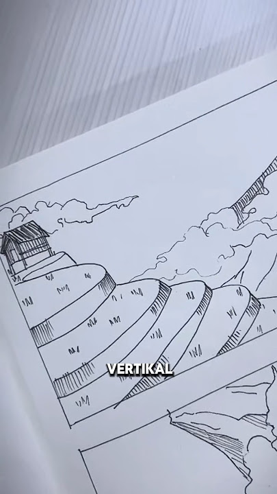 Simple scenery drawing ideas ⛰️🌾 #shorts #arttutorial