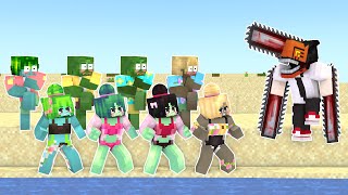 Monster School : Chainsawman with Cute Couple Zombies 1 - Minecraft Animation