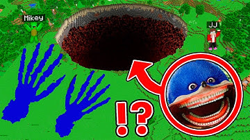 Mikey and JJ Found Biggest Scary  Sonic Footprints Inside This PIT in Minecraft - Maizen?!