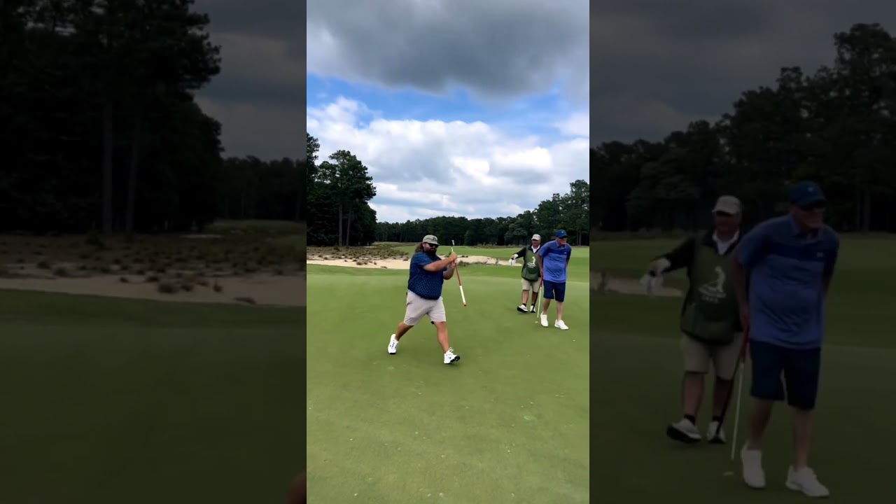 Fat Perez hits the EURO on PINEHURST No. 2 with Riggs and his dad. Legend.