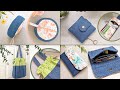 4 DIY Denim and Floral Fabric Ideas | DIY Bags and Wallets | Old Jeans Ideas | Fast Speed Tutorial