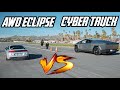 The hoonigans cyber truck vs mitsubishi eclipse gsx  behind the scenes