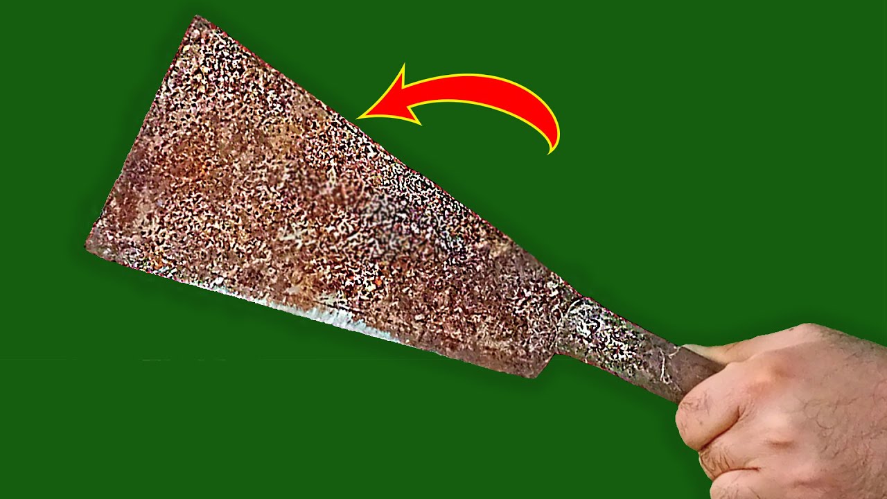 Super Easy Way to remove rust: Antique Rusty Cleaver-knife Restoration ...