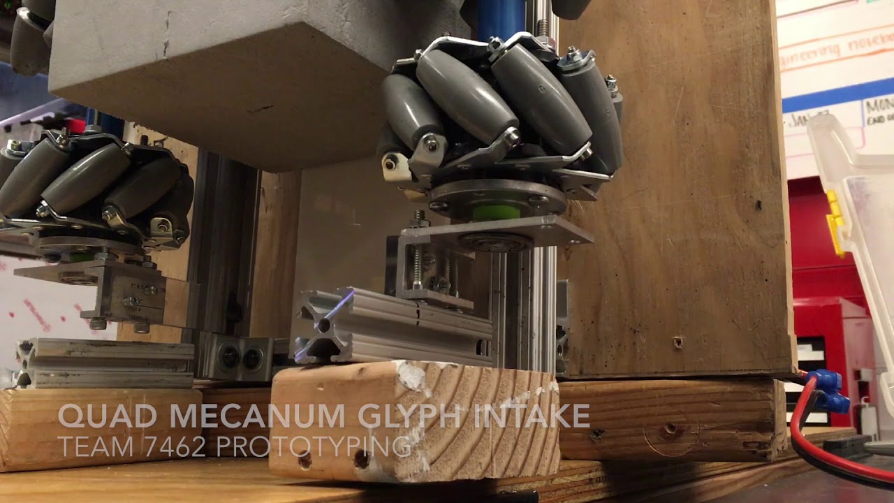 Team 7462 Not To Scale: Quad Mecanum Glyph Intake Prototyping