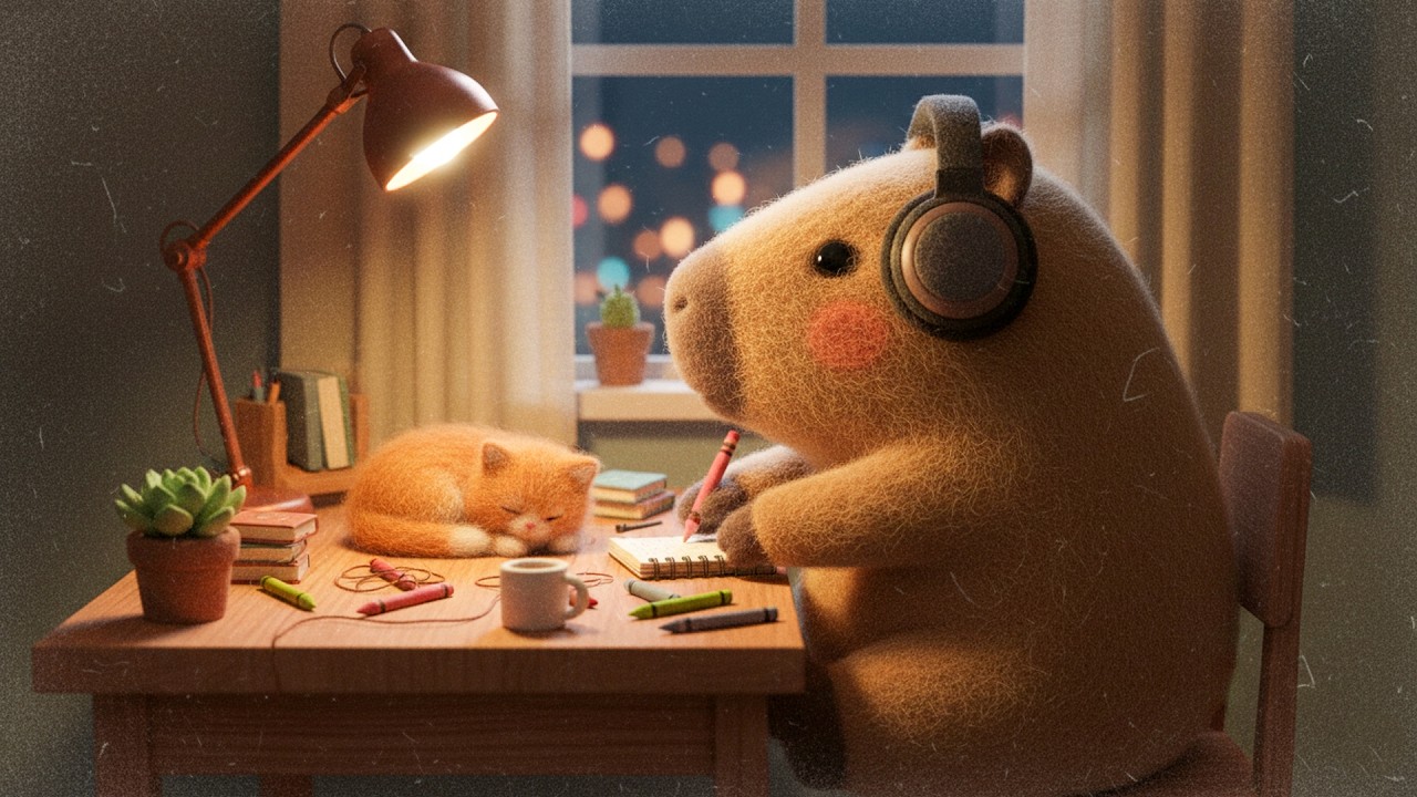 Capybara's Night Study 🐱 Focus Music for Exams