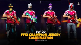 TOP 20 BEST DRESS COMBINATION WITH FFSI CHAMPION JERSEY ! NEW FFWS JERSEY COMBINATION! #freefire