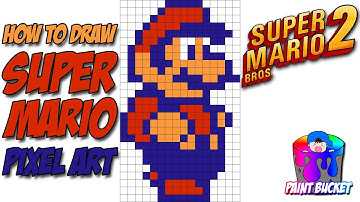 How to Draw Super Mario from Super Mario Bros. 2 SMB2 - Nintendo 8-Bit Pixel Art Drawings