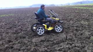 Terrain Hopper: Mobility Scooter Tackles Furrowed Field, All Terrain, Off Road Wheel Chair
