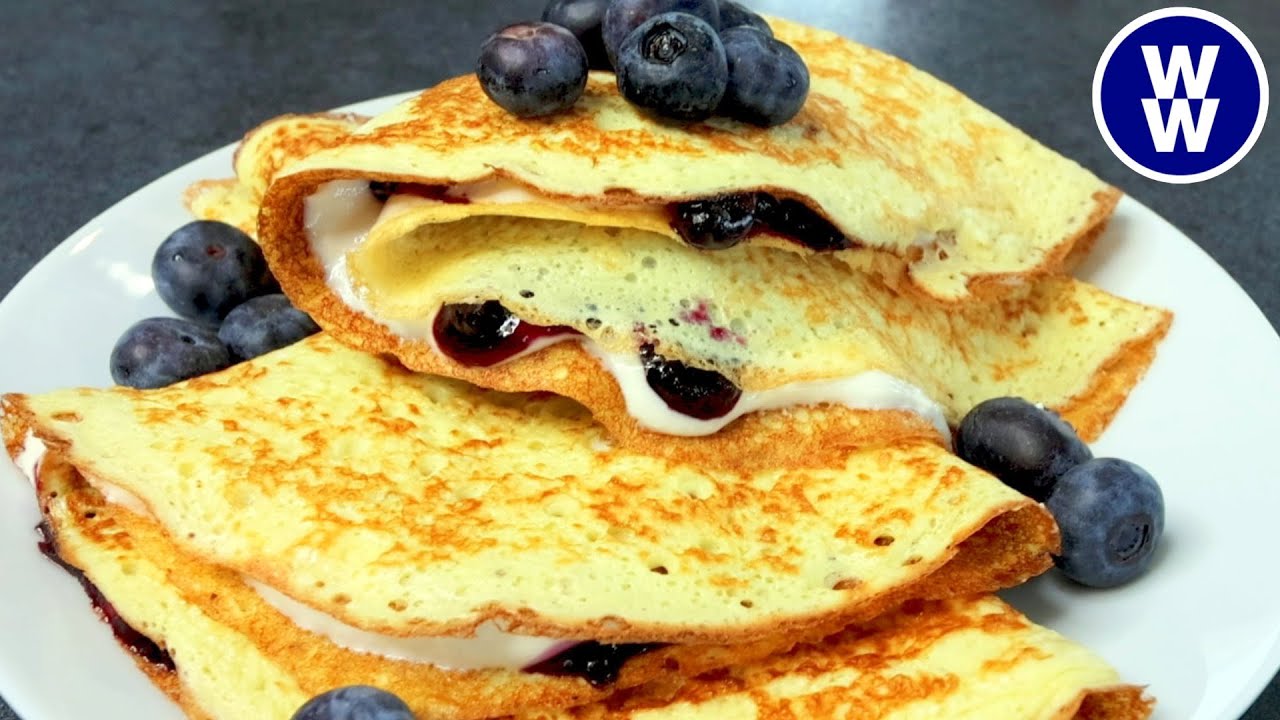 ✨EASY✨ Blueberry Cream Stuffed Cottage Cheese Pancakes🫐🥞 WW Friendly Breakfast Prep- Weight Watchers