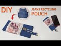 DIY Jeans upcycling pouch/old Jeans Upcycling idea/청바지를 재활용한 파우치/데님 파우치만들기[jsdaily]