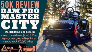 Ram Pro Master City Camper Van 50,000 mile review - maintenance and repair costs after 4 years!