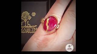 Ruby Kintsugi Heart and Soul Bronze Ring handmade by Elizabeth Shewan