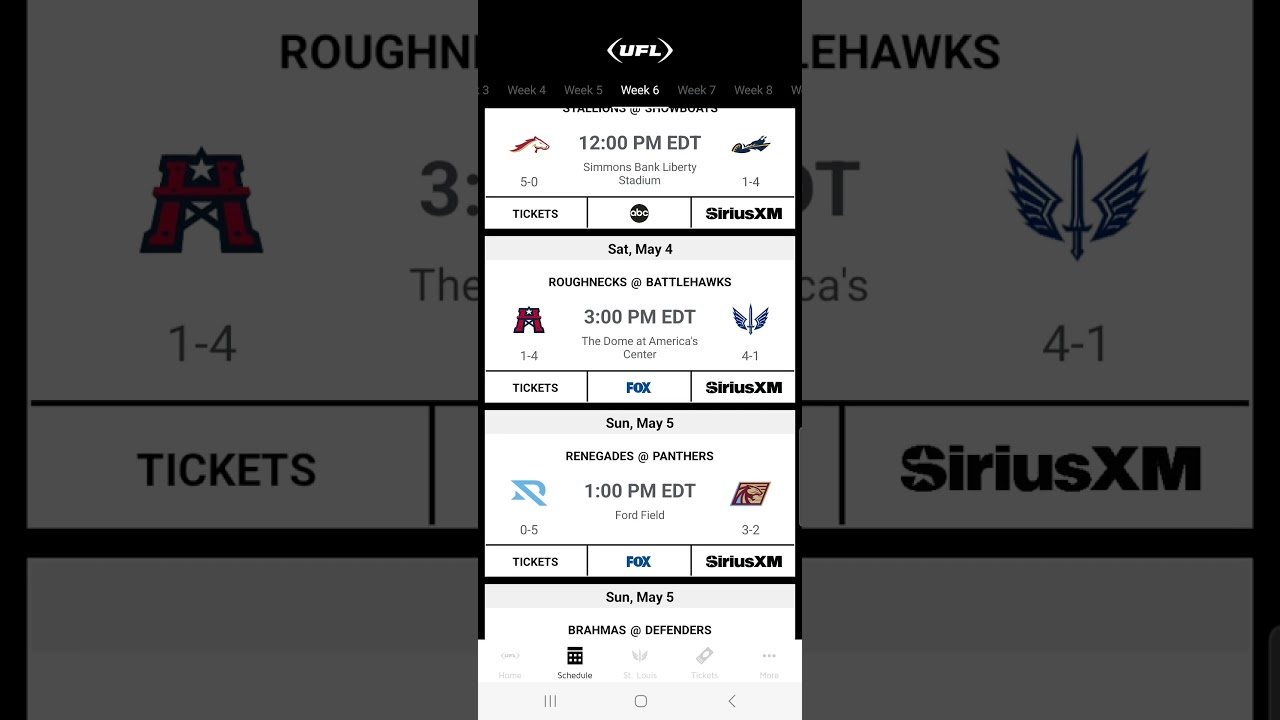 UFL Week 6 Predictions