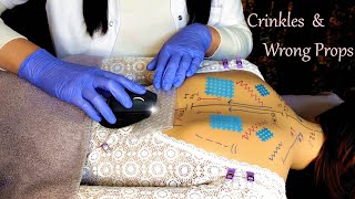 ASMR Back Exam & Measuring with Lots of Crinkles & Wrong Props (Whispered)