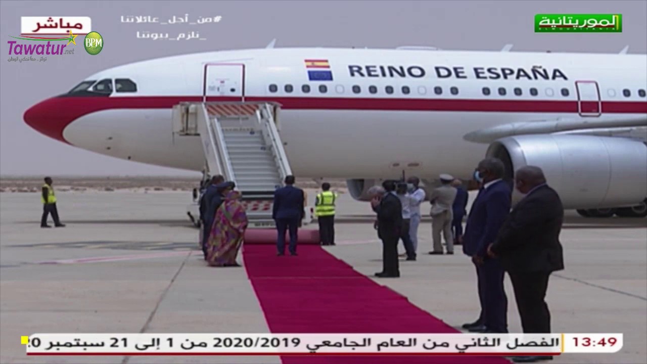 لحظة وصول رئيس الوزراء الإسباني بيدرو سانشيز إلى نواكشوط - قمة رؤساء دول الساحل 30/06/2020