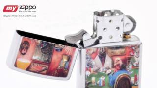 Зажигалка Zippo Linda Picken Animal Card Table Street Chrome 28006