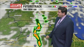 Tuesday sees spotty showers and storms return