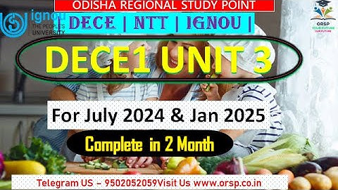 DECE1 UNIT 3 | DECE | JULY 2024 & JAN 2025 | IGNOU |DECE ASSIGNMENT & PROJECT |