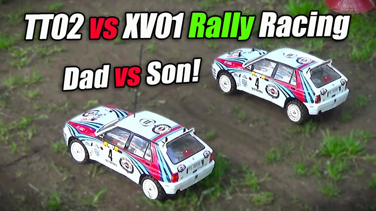 Tamiya TT02 vs XV01 Head-to-Head Rally Race - Dad vs Son RC Racing!