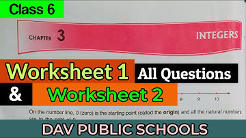 DAV Class 6 maths chapter 3 Integers worksheet 1 and 2