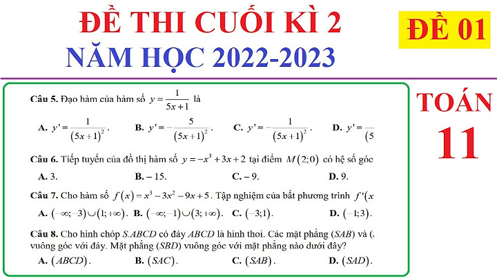 Đề thi thử môn toán 11 học kì 2