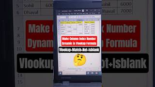 🤔 Make Column Index Number Dynamic in Vlookup Formula | Excel Vlookup Formula Unknown Hacks #shorts