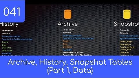 041 - Pt. 1 History, Archive, Snapshot Tables (Data Entry) - SQL Master Data Management
