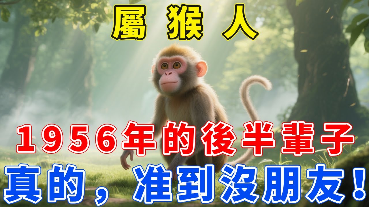 屬猴人一生宿命，尤其是1956年的！早年一把辛酸淚啊！晚年後福無窮！1956年屬猴人的後半輩子，真的，准到沒朋友！【福慧生肖】#生肖 #運勢 #風水 #財運 #命理