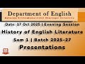 History of English Lit | Sem 1 Afternoon Session Presentations | DoEng-MKBU