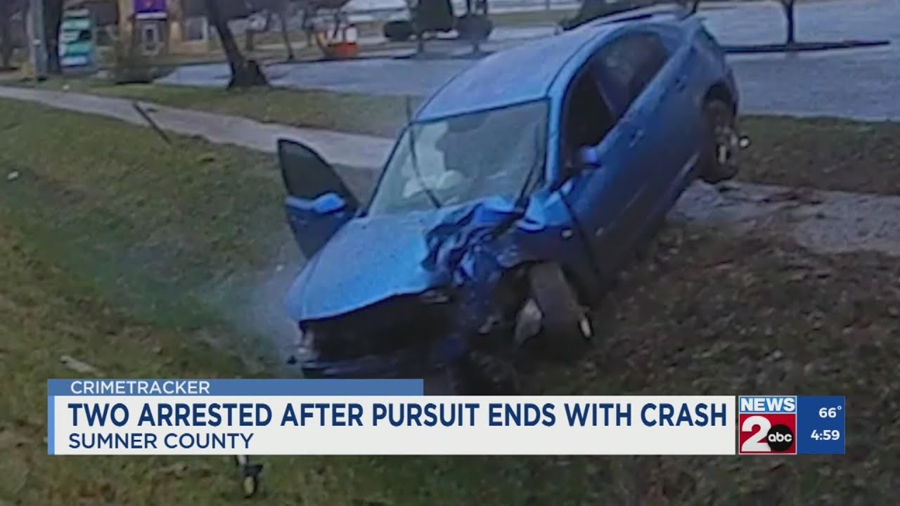 2 arrested after Sumner County pursuit ends with crash - YouTube