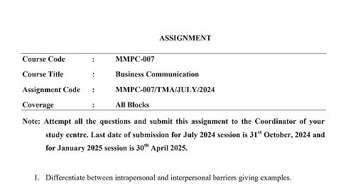 IGNOU MMPC-007 Solved Assignment July 2024 Jan 2025 [FREE] || IGNOU MBA || Business Communication