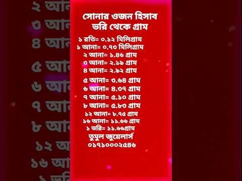 Shot Video Gold Weight Calculation স ন র ওজন হ স ব ভর থ ক গ র ম