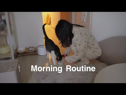 【vlog】会社員の平日モーニングルーティン｜会社に行く日の朝☀️猫と暮らす一人暮らしのモーニングルーティン