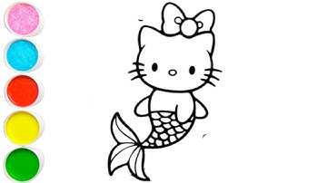 How to draw hello kitty mermaid drawing tutorial for kids and toddler