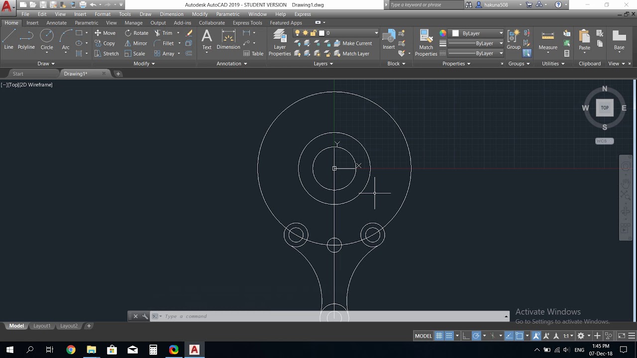 AutoCAD 2019 - 2D drawing 3B - YouTube