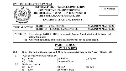 CSS PAST PAPERS - 2010 - ENGLISH LITERATURE - OPTIONALLY SUBJECT  (GROUP 5)