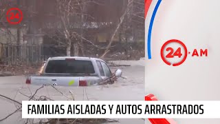 Familias aisladas y autos arrastrados tras desborde del estero Guaiquillo en Curicó | 24 Horas