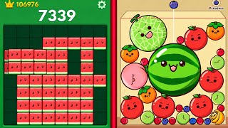 🧩 Block Blast Puzzle VS QS: Watermelon Fruits Fusion 🍉🍊🍈🍏🫐 | Satisfying Gameplay screenshot 3