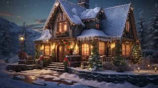 Winter Christmas Cottage | Snowstorm Ambience | 1 Hour |