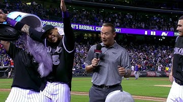 LAD@COL: CarGo doused after his walk-off homer