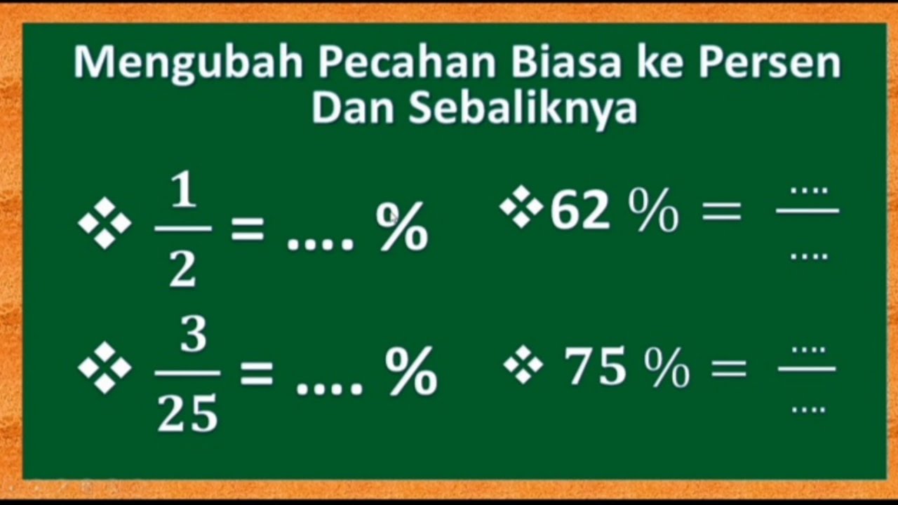 Mengubah Pecahan Biasa Ke Persen Dan Sebaliknya Matematika Kelas 4 Youtube