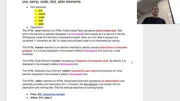 HTML pre samp code kbd & abbr - part 1