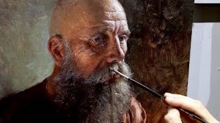 PAINTING a PORTRAIT in OILS  How I paint BEARDS!