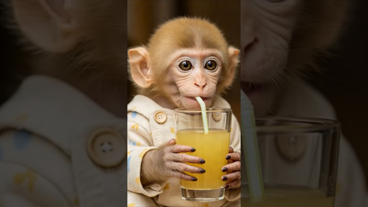 🐒 Monkey Drinks Cane Juice Like a Boss! 