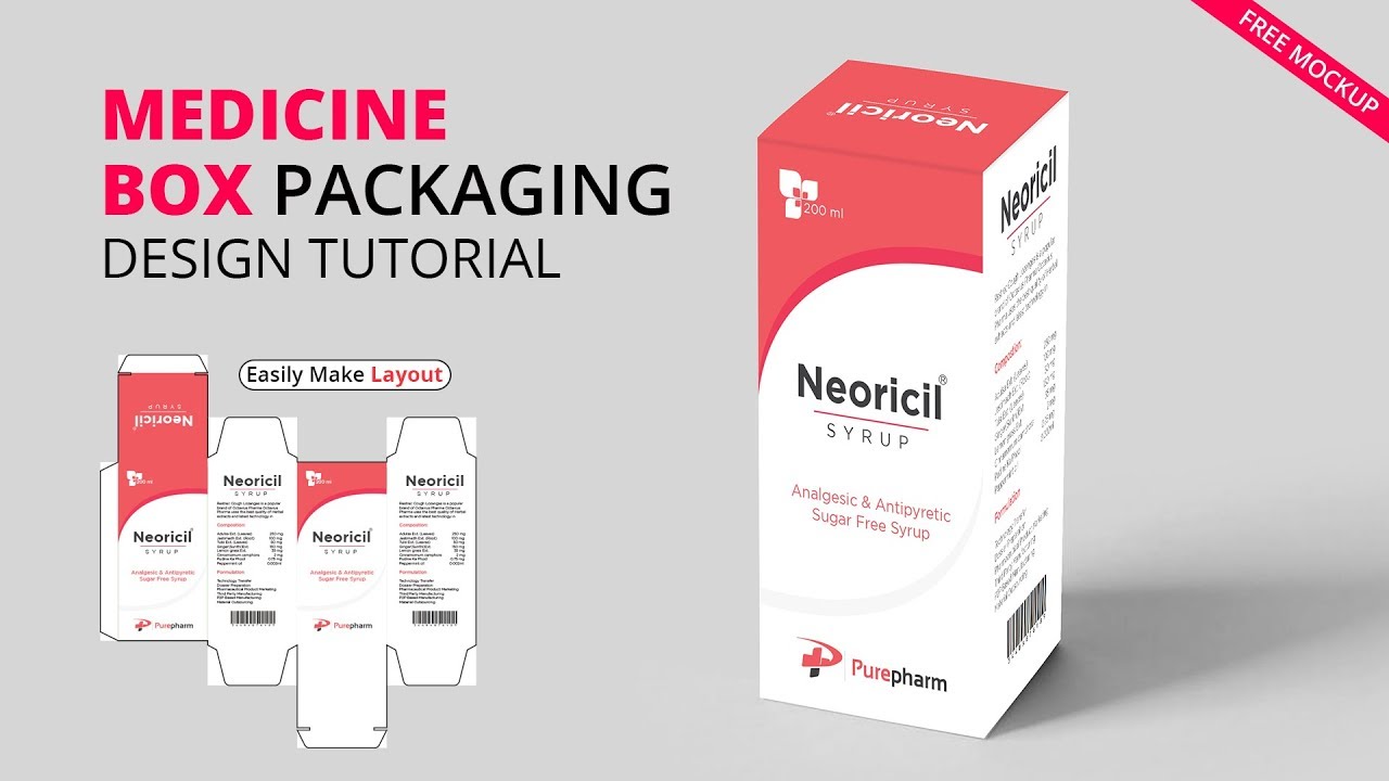 Download Medicine Box Packaging Illustrator Tutorial How To Make Packaging Dieline Layout Die Cut Mh Youtube