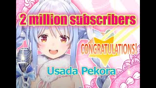 Pekora's 2M subs moment! Peko!【Hololive／Usada Pekora／Eng sub】