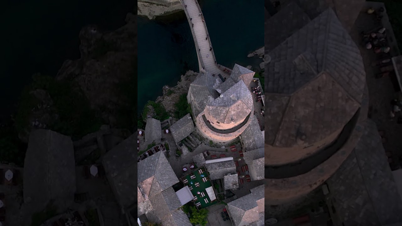 Oldtown Mostar & Stari Most (the famous bridge) from above - Bosnia & Herzegovina