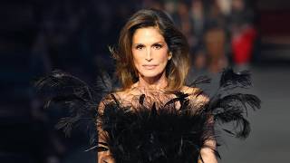 Cindy Crawford, 60, Reprises Iconic '90s Glam in LBD Bursting With Feathers for First Runway in Year